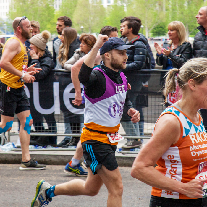 A WCRF fundraiser, mid-marathon